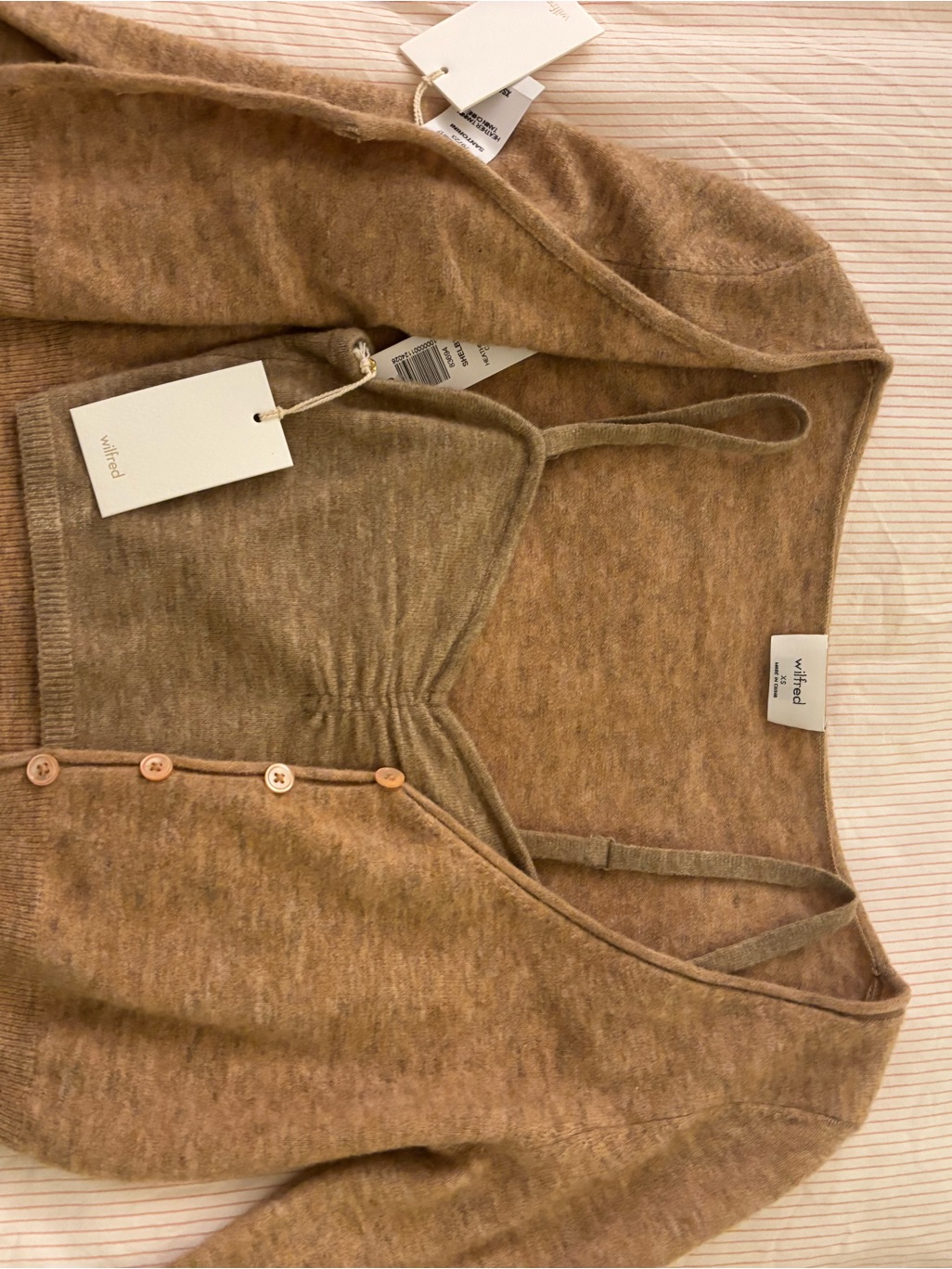 Wilfred Camel Knit Cardigan & Cami Set